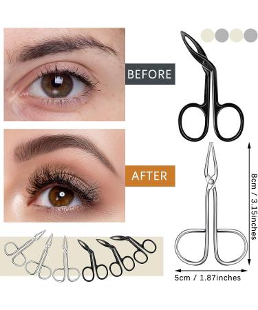 6-Piece Stainless Steel Scissors Shaped Eyebrow Tweezers Set - Flat and Slanted Tip Hair Pluckers for Brow Hair Removal, Silver and Black - Buy Online on GoSupps.com