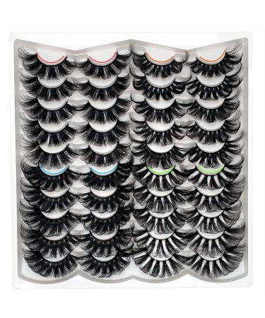 Lashes 25mm Fluffy Mink False Eyelashes Long 20 Pairs Dramatic Thick 3D 5D Faux Mink Lashes 4 Styles 25 mm Wispy D Curl Volume Fake Eyelashes Pack by Kmilro A-25mm Lashes-20 Pairs 4 Styles