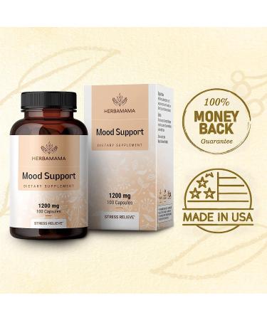HERBAMAMA Mood Support Capsules with Ashwagandha, Rhodiola & Ginseng - Brain Function & Stress Relief - Vegan - 100 Caps - Buy Online on GoSupps.com