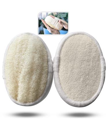 2 Pack Exfoliating Loofah Sponge Thickened Body Scrubber Loofah Shower Sponge 100% Natural Loofah for Bath Spa Skin Care Organic Loofah for Men Women