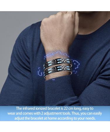 Far Infrared Ion Bracelet - Magnetic Titanium Steel Arm Band Adjustable Length Perfect Birthday Gift for Men - 2 Pieces - Buy Online on GoSupps.com