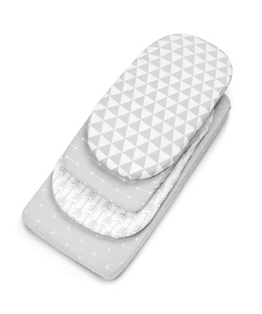 Premium 100% Jersey Knit Cotton Bassinet Fitted Sheets 4 Pack - For Standard Size Oval or Halo Bassinet Pads - Gender Neutral Bassinet Bedding - Buy Online on GoSupps.com