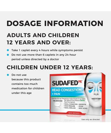 Sudafed PE Non-Drowsy Head Congestion + Pain Relief Caplets - 20 ct - Buy Online on GoSupps.com