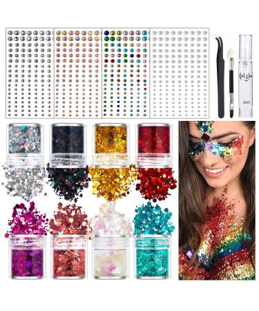 Opilroyn Glitter face and body paint shimmering body glitter | glittery glitter for nightclub crafts with gel glue and brush paint glitter