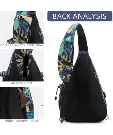 TurnWay Water-Proof Sling Bag with USB Charging Port - Ideal for Travel, Hiking, Cycling, Camping | Palma Leaf Pattern - Buy Online on GoSupps.com