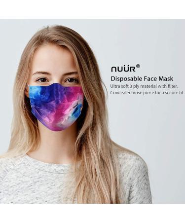 NU R 10pcs Tie Dye 3 Ply Disposable Face Mask with Filter Layer and Elastic Earloop - TIE & DYE-003 | Retail Sealed Bags - Buy Online on GoSupps.com