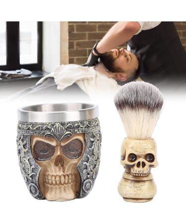 KUIKUI Beard Shaving Set - Stylish Skull Design Stainless Steel Bowl & Comfortable PP Handle Brush for a Perfect Shave | International Shipping Available - Buy Online on GoSupps.com
