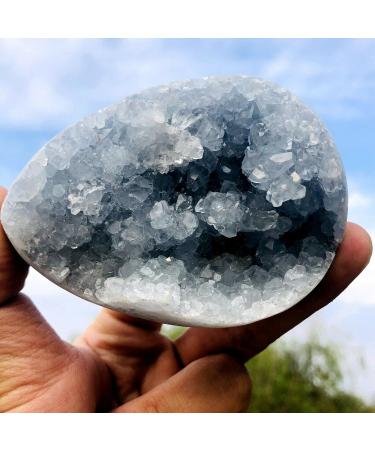 Natural Crystal Rough Natural Beautiful Blue Celestite Crystal Geode Cave Quartz Cluster Egg Specimen Decoration (Size : 380-450g) - Buy Online on GoSupps.com