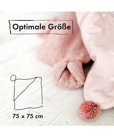 Moyo Hooded Towel for Toddlers & Babies - White-Ros 75x75cm | 100% Cotton Bathing Poncho | Washable Baby Bath Towel with Hood - Buy Online on GoSupps.com