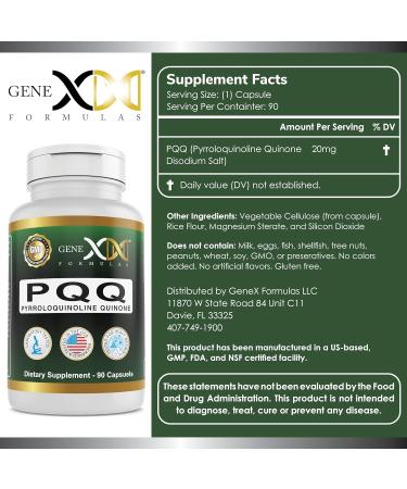 GENEX 20mg PQQ Pyrroloquinoline Quinone - 90 Capsules for Mitochondrial Cardiovascular & Cognitive Support - Non-GMO Gluten Free Vegetarian - Buy Online on GoSupps.com