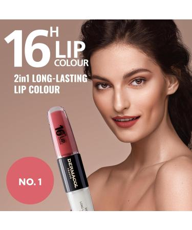 NOUVEAU Dermacol - 16-Hour Lip Colour High Pigmentation Lip Gloss Two-Phase Lip Gloss Kiss-Proof Lip Make-up with Matte Finish and Shine no. 1 Bella Aura Bella Aura 4 ml (Lot de 1) - Buy Online on GoSupps.com