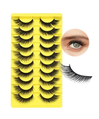 Natural Lashes Cat Eye eyelashes Fox Eye Lashes 3D Wispy Reusable Cat Eye Fluffy Lashes D Curl Fake Lashes Soft & Lightweight Eye Lash Strips Resembling Fox Eye Lashes Beginner-Friendly Lashes 10pairs