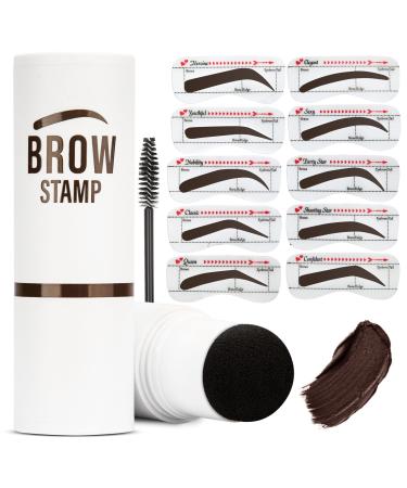 Eyebrow Stamp Stencil Kit-Brow Stamp And Shaping Kit- One Step Brow Stamp Kit -Waterproof Long-lasting Eyebrow Stamp-Dark Brown