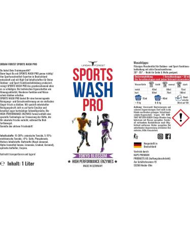 Full Detergent for Outdoor & Sports Clothing - Odor Remover | Microfiber Sports Wash Pro | Urban Forest (1L) - Tokyo Blossom - Best for Activewear - Buy Online on GoSupps.com