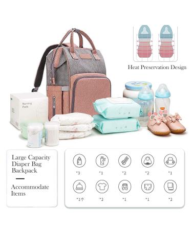 3 in 1 Diaper Bag Backpack with Changing Station and Portable Baby Bed | USB Charge | Maternity Bag | Orange-Pink Pink | New One Size - Buy Online on GoSupps.com