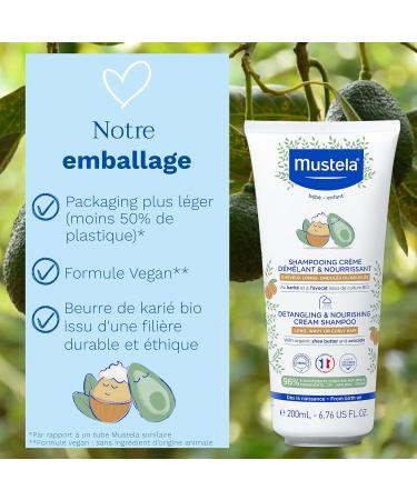 Mustela - Shampoing Cr me - Shampooing D m lant Cheveux Enfant & Nourrissant - Soin Cheveux Boucl s Longs Ondul s - Beurre de Karit Bio et Huile d'Avocat - Gamme Shampoing B b Haute Tol rance - Buy Online on GoSupps.com