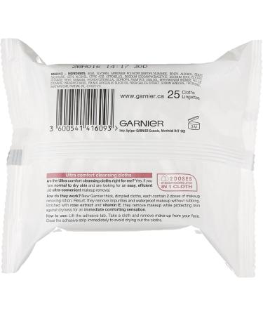 Garnier Fresh Dry Skin Cloths for Normal to Dry Skin. Waterproof Makeup Remover with Vitamin E and Rose Extract 25-Count - Buy Online on GoSupps.com