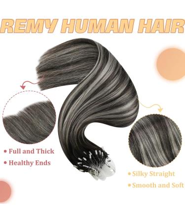 Buy Youngsee Microring Hair Extensions - Real Hair 40cm Black Balayage Silver | Best Quality & International Shipping - Buy Online on GoSupps.com