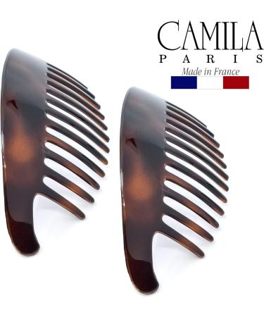 Camila Paris CP2430/2 French Hair Side Combs Tortoise Shell Interlocking Combs French Twist Hair Combs Strong Hold Hair Clips for Women Bun Chignon Up-Do Styling Girls Hair Accessories Made in France - Buy Online on GoSupps.com