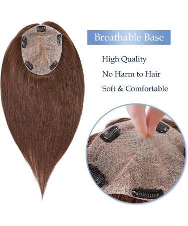 Silk-co 12inch Human Hair Toppers for Thinning Hair Women 100% Real Remy One Piece Clip in Hair Extension Silk+PU Base Toupee 120% Density #04 Medium Brown 12 Inch #04 Medium Brown - Buy Online on GoSupps.com
