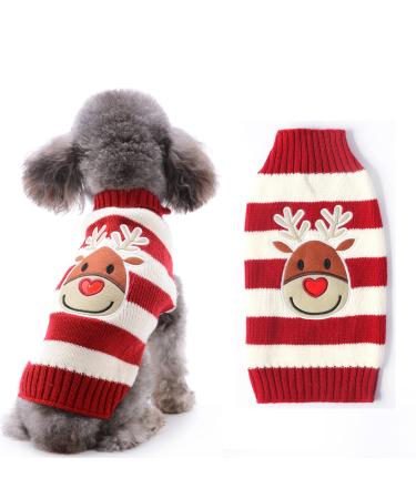 Hrttsy Christmas dog sweater winter warm dog cat sweater clothes pet costume puppy sweater pullover clothing for small medium -sized dogs big dog pet sweater medium and white moose