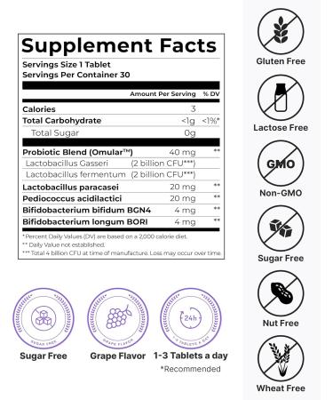 K-Nutra Dentifresh Purple - Sugar Free Oral Probiotic Tablets for Bad Breath & Gums | 4 Billion CFU 30 Tablets Grape Flavor Safe for Bedtime - Buy Online on GoSupps.com