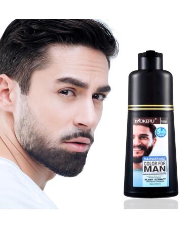 Black Beard Dye for Men 5 Minutes & Long Lasting Beard Dye Shampoo for Grey Hair Coverage Quick and effective mustache coloring (tinte para barba de hombre) for Mustache & Beard 200 ML