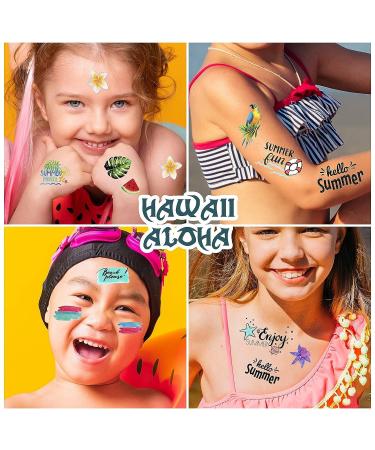 WHXGQ Waterproof Temporary Tattoos for Kids - Hawaiian Party Stickers | Multi-Colored Hawaiian Tattoo Designs - Medium Size - Buy Online on GoSupps.com
