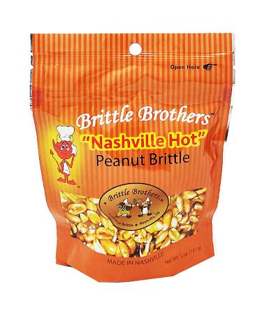Brittle Brothers "Nashville Hot" Peanut Brittle - 5 oz. Bag : Voted #1 in America - 4 xs More Nuts - Gift Pack Set Peanut Cashew Pecan Bacon Corporate Candy Snack Birthday Valentines Sampler Variety Christmas Mother Fathe