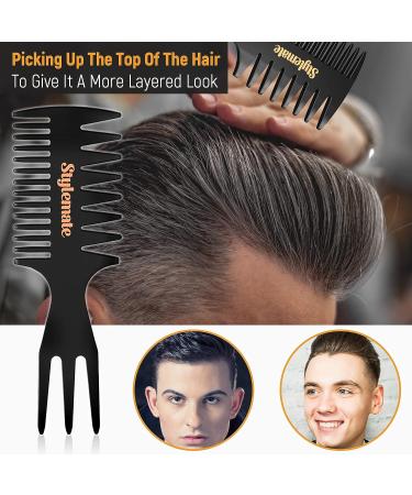 Stylemate Men's Hair Styling Comb & Brush Set for Quiff, Pompadour, Slicked-back, Fauxhawk, Undercut - Volume-Adding Quiff Roller Brush Included - Buy Online on GoSupps.com