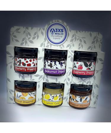Breakfast Jam Preserve Gift Pack Selection of Strawberry Blackcurrant Raspberry Apricot Lemon Curd Marmalade - 6x42g Jars - Buy Online on GoSupps.com