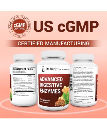 Dr. Berg Advanced Digestive Enzymes with Apple Cider Vinegar - Includes Digestive Health Ingredients Like Betaine Hydrochloride (HCI) Ginger Root & Peppermint Leaf - 180 Capsules - Buy Online on GoSupps.com