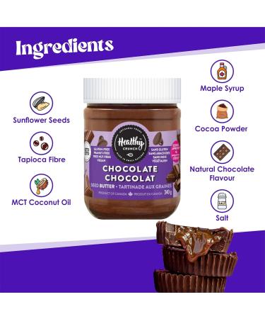 Healthy Crunch Seed Butter - Chocolate Flavor - 6 Units x 340 Grams - Sunflower Butter Organic Seed Butter Nut Butter Alternative Sun Butter Smooth and Creamy No Added Sugar Kids and Adults - Buy Online on GoSupps.com