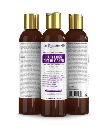 DHT Blocker Shampoo for Hair Loss - Lavender & Geranium | Biotin & Caffeine Thickening Formula for Men & Women | Sulfate Free Hair Growth Solution - Buy Online on GoSupps.com