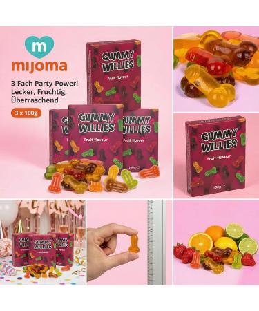  MIJOMA MIJOMA Pack of 3 penis-shaped gummies - 3 x 100g - Delicious fruity and surprising - Ideal for hen or bachelorette parties - Buy Online on GoSupps.com