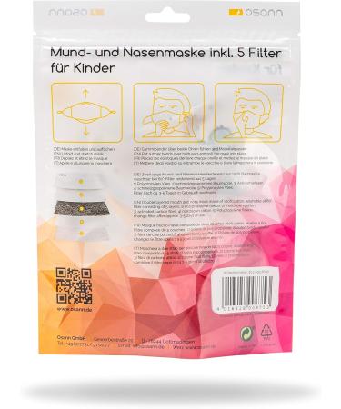 Osann Kids Face Mask - Pack of 2 with 5 Filters | Cute Dino Design for Safe & Comfortable Wear - Buy Online on GoSupps.com