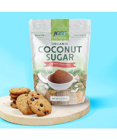 Jans Organic Coconut Sugar 16 oz - Gluten-Free, Non-GMO, Low Glycemic - Paleo & Vegan Friendly - Buy Online on GoSupps.com