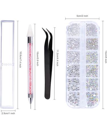 Flat Back AB Crystal Rhinestones Set with Tools - 1440 Pieces for Nail Art, Clothing, Face & Crafts - Buy Online on GoSupps.com