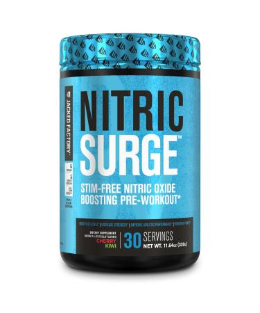 Nitric Surge Stim Free Pre Workout Powder - Caffeine Free Nitric Oxide Supplement w/Con-Cret Creatine L Citrulline & GlycerSize Glycerol for Pumps & Muscular Hydration - Cherry Kiwi 30 Servings