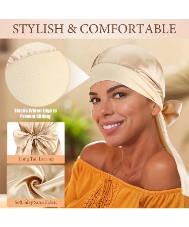 4-Piece Silk Hair Wrap Set for Sleeping - Satin Edge Scarf & Bonnet - Multicolor Silk Sleep Cap for Women & Girls - Buy Online on GoSupps.com