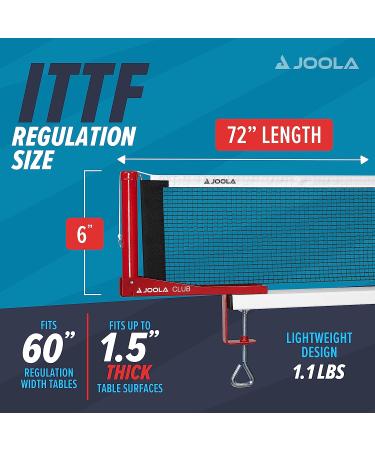 JOOLA Club Competition Table Tennis Net & Post Set - Portable 72 Regulation Size Ping Pong Screw On Clamp Net - Buy Online on GoSupps.com