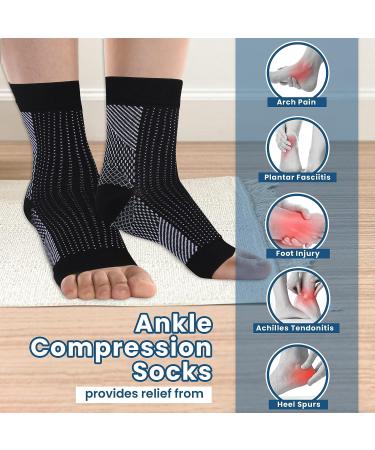 Plantar Fasciitis Socks - Ankle Compression Sleeve for Heel and Arch Support | Small-Medium White | Men and Women - Buy Online on GoSupps.com