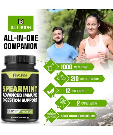 210 Capsules - Spearmint Supplement with Olive Leaf Ginger Root Black Pepper & More - Combined Formula for Digestion Health Respiratory Health Immunity & Positive Mood Support 210 Count (Pack of 1) - Buy Online on GoSupps.com