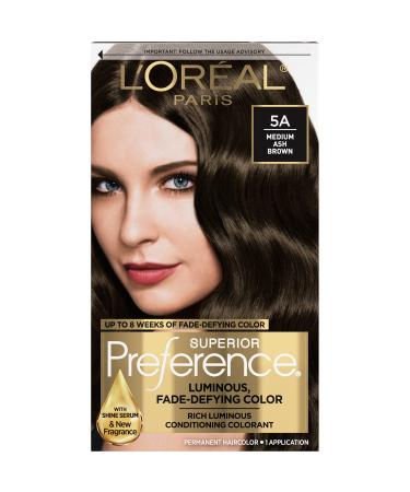 L'Oreal Paris Superior Preference Fade-Defying + Shine Permanent Hair Color  5A Medium Ash Brown  Pack of 1  Hair Dye