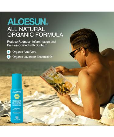 After Sun Face & Body Spray | Organic Aloe Vera Gel with Lavender Oil | Natural Sunburn Relief & Skin Moisturizer | Travel Size 3.4 Fl Oz - Buy Online on GoSupps.com