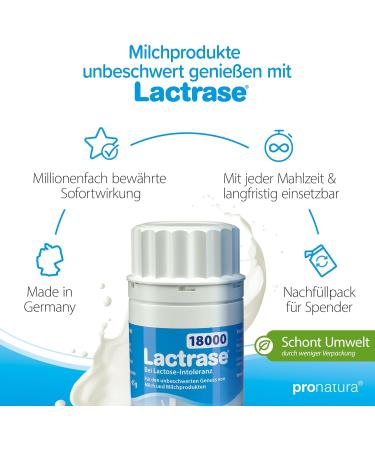 Pro Natura Lactrase 18000 Refill Pack - 200 Lactase Tablets for Lactose Intolerance Relief | Enjoy Milk & Dairy Carefreely - Buy Online on GoSupps.com