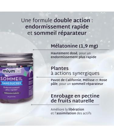 Mium Lab - Rapid Sleep - Natural Sleep - Melatonin (1.9mg) & Plants High Dosed - 21 Day Cure - Blackberries and Blueberry - Sugar-free Gummies - Made in France - Buy Online on GoSupps.com