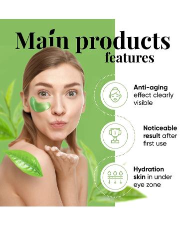 LE GUSHE Matcha Under Eye Patches - Anti-Aging Hyaluronic Acid Collagen Treatment for Dark Circles & Wrinkles (20 Pairs) - Buy Online on GoSupps.com
