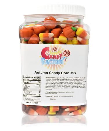 Sarah's Candy Factory Halloween Pumpkin- Candy Corn-Indian Corn- Autumn Mix in Jar , 3 Lbs 3 Pound (Pack of 1)