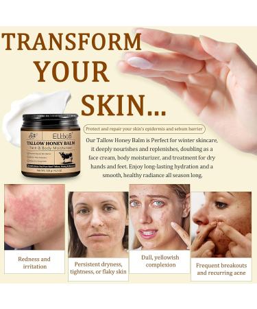  WANFAER Beef Tallow Face Cream 120g Beef Tallow for Skin Care Tallow Balm and Organic Honey 100% Natural for Face and Body Suet Face Cream Deep Hydration Soothes - Buy Online on GoSupps.com